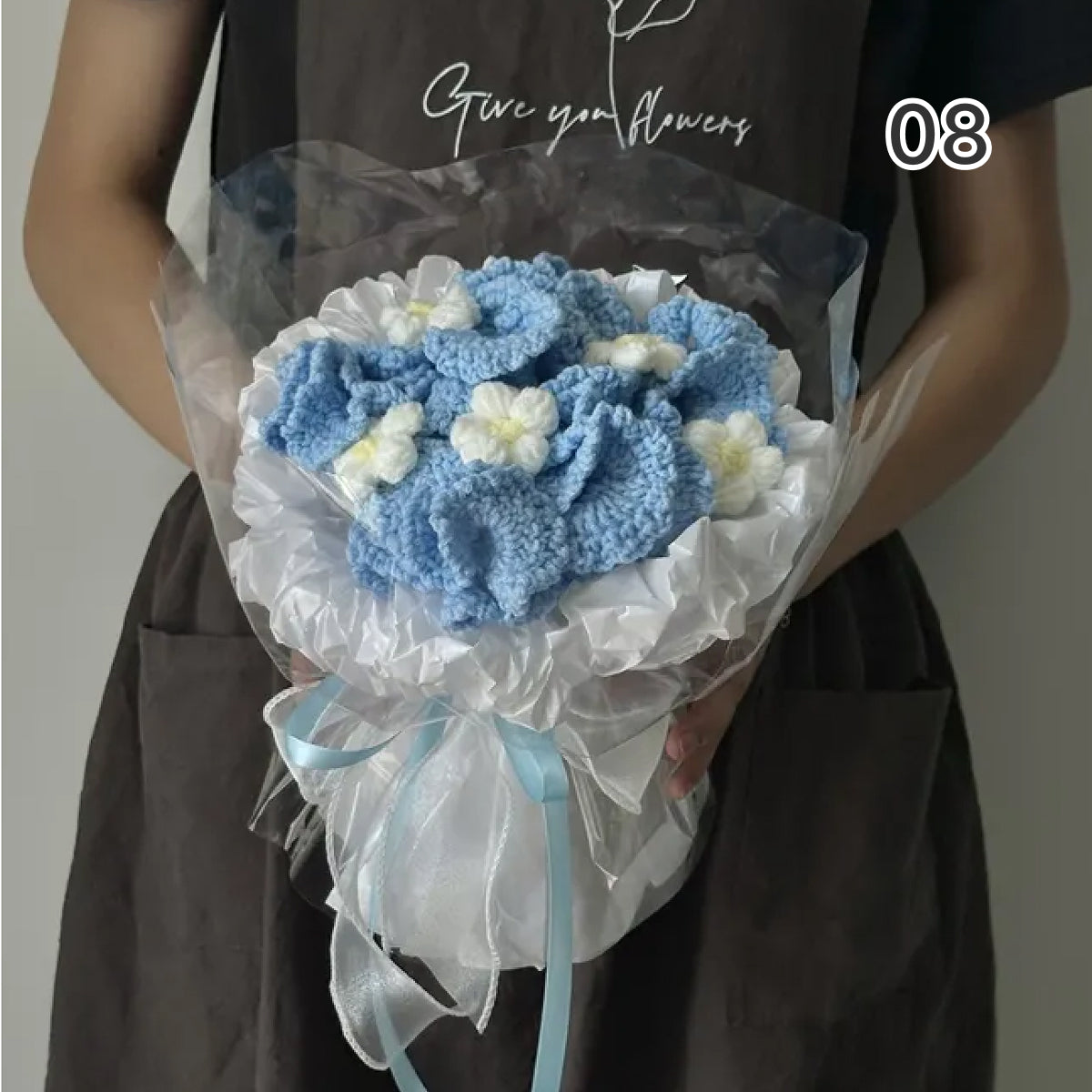 【完成品】ずっと咲き続ける 毛糸の花束（ニットブーケ）｜枯れない手編みフラワー・誕生日やプレゼントに｜全10色・編む手間なし