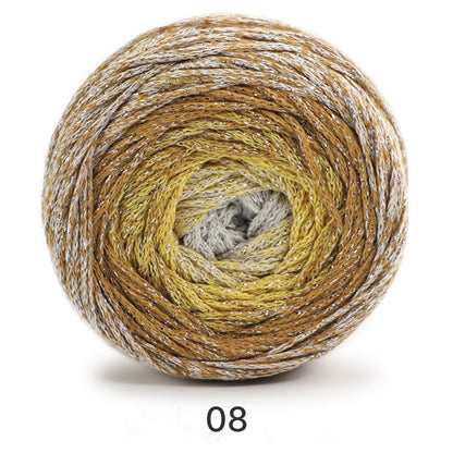 Galaxy Cake Yarn（ギャラクシーケーキヤーン）200g｜銀河のように輝くグラデーション｜韓国トレンド・Y2K｜キラキラ銀糸入り｜バッグ編みに｜大容量