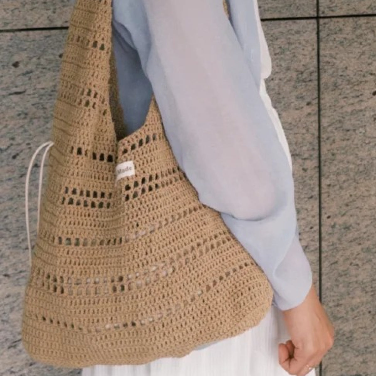 【手編みキット】ゆるバッグ｜韓国風コットンメッシュバッグ ｜全23色｜ワンハンドルバッグ｜初心者向け｜編み方動画付き