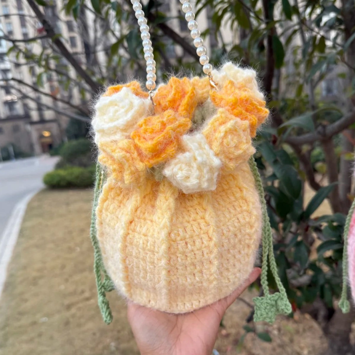 手編みキット】グラデーション 花束 巾着バッグ かぎ針編み 毛糸
