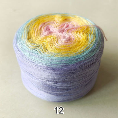 【シルケット加工・綿100%】Joyful Cake Yarn（ジョイフルケーキヤーン）300g｜ロングピッチ段染め・韓国風｜夏用ウェア・ショール・ブランケットに最適｜全36色｜電子版 ショール編みレシピ プレゼント！