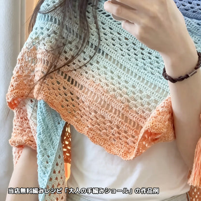 【シルケット加工・綿100%】Joyful Cake Yarn（ジョイフルケーキヤーン）300g｜ロングピッチ段染め・韓国風｜夏用ウェア・ショール・ブランケットに最適｜全36色｜電子版 ショール編みレシピ プレゼント！