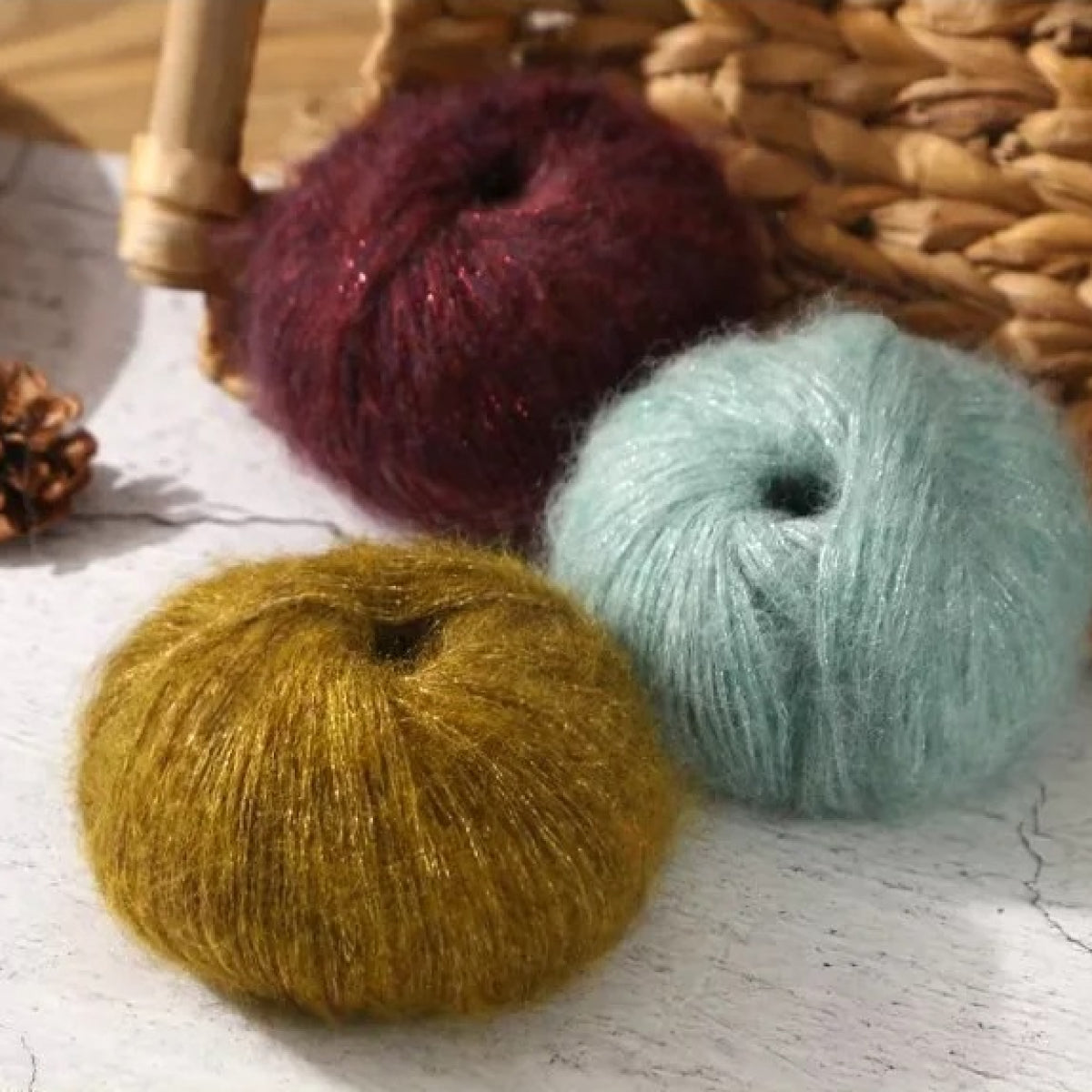 Sea Mohair（シーモヘア）25g ｜アルパカ50%×モヘア50%｜ふんわり軽やか｜引き揃え糸・透け感ニット・マフラー作り｜韓国ファッション｜全20色