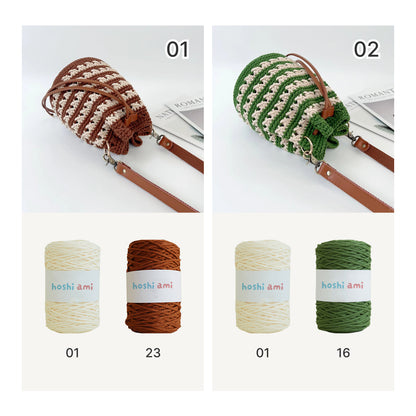 【手編みキット】コットン100%バケツバッグ｜初心者向け｜2色展開｜編み方動画付き