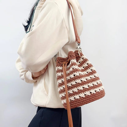 【手編みキット】コットン100%バケツバッグ｜初心者向け｜2色展開｜編み方動画付き