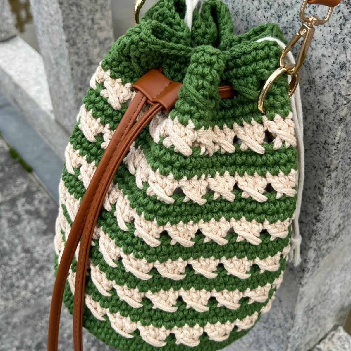【手編みキット】コットン100%バケツバッグ｜初心者向け｜2色展開｜編み方動画付き