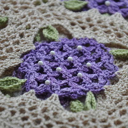 【手編みキット】Ajisai Cardigan（紫陽花カーディガン）｜紫陽花モチーフのかぎ針編み｜透かし編み×フリル｜レトロ・大人可愛い｜全7色・4サイズ｜編み図・動画付き