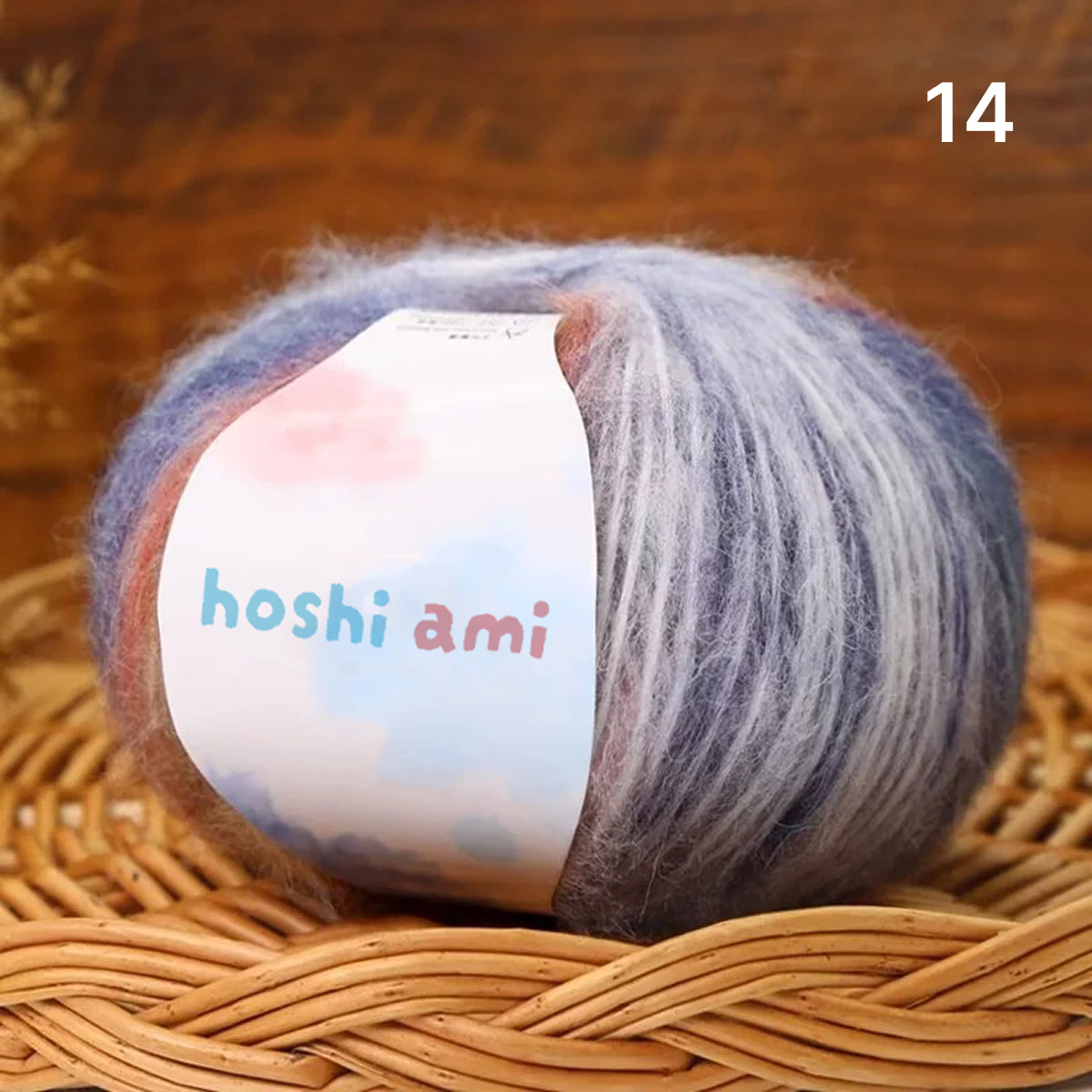 雲シリーズ　雲のように美しい段染め シルクモヘア 50g 防縮ウール配合