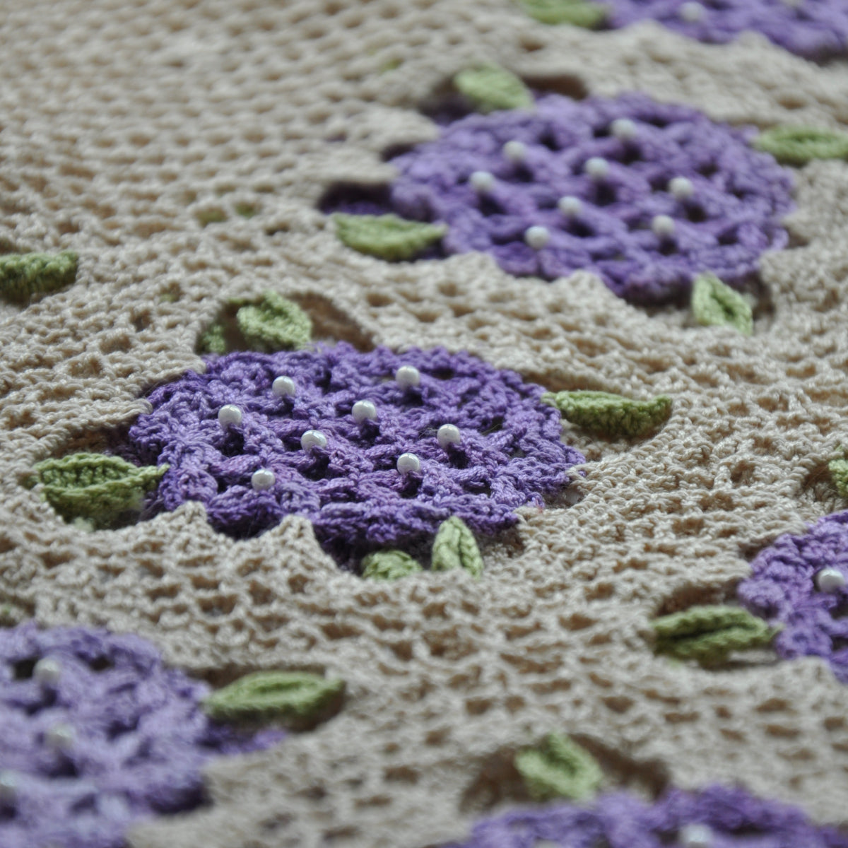 【手編みキット】Ajisai Cardigan（紫陽花カーディガン）｜紫陽花モチーフのかぎ針編み｜透かし編み×フリル｜レトロ・大人可愛い｜全7色・4サイズ｜編み図・動画付き