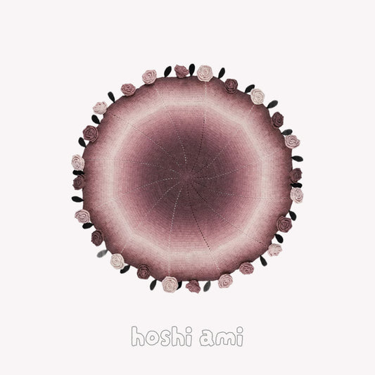 【手編みキット】ミッドナイトローズ ブランケット｜花モチーフ｜コットン混で春夏におすすめ｜アンティーク調グラデーション｜初心者さんOK｜動画＋電子版編み図付き