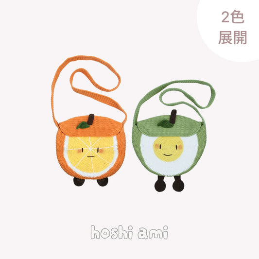 【手編みキット】Fruit-chan Bag（フルーツちゃんバッグ）｜レトロかわいいフルーツモチーフバッグ｜あみぐるみ風・オレンジ＆青りんご｜春夏コットン｜初心者向け｜編み図・動画付き