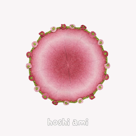 【手編みキット】虞美人草（ポピー）ブランケット｜花モチーフ｜ピンクグラデーション｜ギフトにも｜初心者さんOK｜動画＋電子版編み図付き