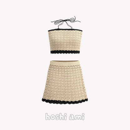 【手編みキット】Hoshi Layer Set（ホシレイヤーセット）｜ビスチェ＆スカートのセットアップ｜レイヤードを楽しむ透かし編み｜バンブーコットン使用｜編み図・動画付き