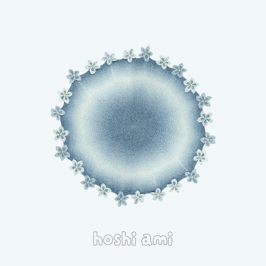 【手編みキット】海棠（カイドウ）ブランケット｜花モチーフ｜ブルーグラデーション｜ギフトにも｜初心者さんOK｜動画＋電子版編み図付き