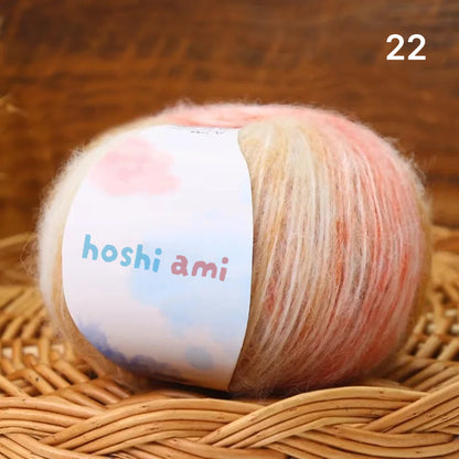 雲シリーズ　雲のように美しい段染め シルクモヘア 50g 防縮ウール配合