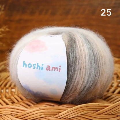 雲シリーズ　雲のように美しい段染め シルクモヘア 50g 防縮ウール配合