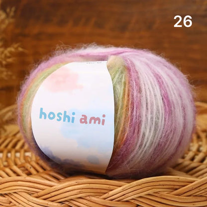 雲シリーズ　雲のように美しい段染め シルクモヘア 50g 防縮ウール配合