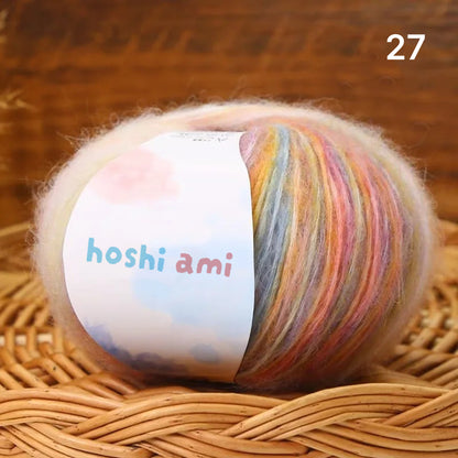 雲シリーズ　雲のように美しい段染め シルクモヘア 50g 防縮ウール配合