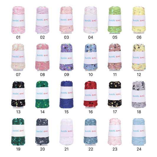 【綿100％】Twinkle Yarnトゥインクルヤーン50g｜ユニークなスパンコール付きコットン糸｜131色｜春夏のクリエイティブ編み物に最適｜自分だけの作品を創れる