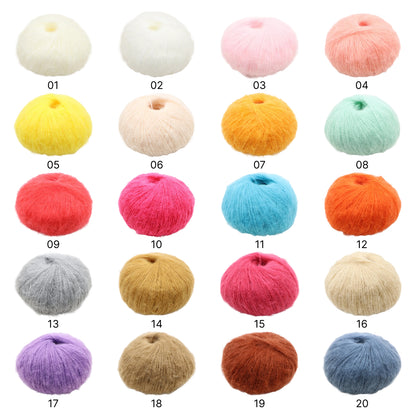 Fuwari Mohair（フワリモヘア）25g｜極上の肌触り｜綿あめのように軽やか｜引き揃え・透かし編み・ベビーウェアに｜全40色
