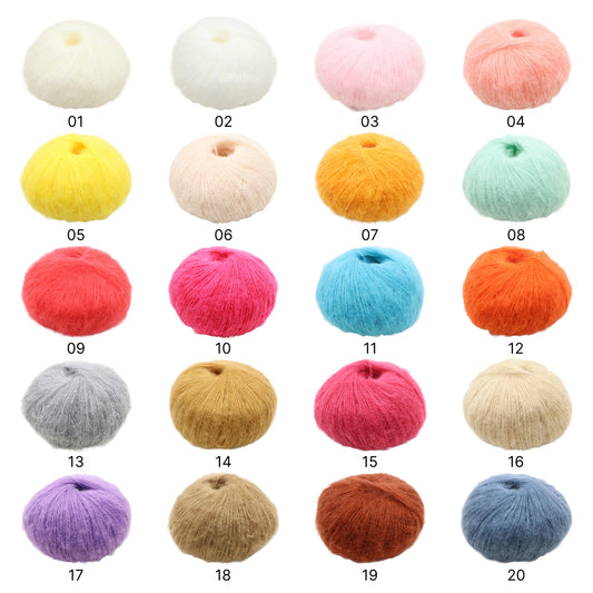 【極上の肌触り】シルキーモヘア 25g｜綿あめのように軽く、赤ちゃんにも安心｜引き揃え糸・透かし編み・ベビーウェアに｜全40色