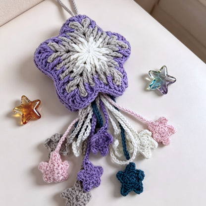 【手編みキット】hoshi charm（ほしチャーム）｜ダブルスターセット｜バッグチャーム＆ボトルホルダーの2wayデザイン｜編み方動画付き