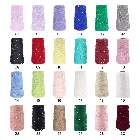 【真珠の輝き】パールビーズ入りシルケットコットン｜350gコーン巻｜上品な艶と涼感サマーヤーン｜韓国トレンド・バレエコア