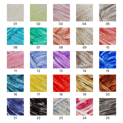 Moco Velvet Yarn（モコベルベットヤーン）100g｜シェニール・モールヤーン｜ベルベットのような艶感の毛糸｜秋冬小物・あみぐるみに｜全50色