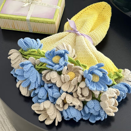 【手編みキット】デイジーブランケット｜花モチーフ｜コットン混で春夏におすすめ｜出産祝い・新居祝いのギフトに｜韓国風インテリア｜初心者さんOK｜動画＋電子版編み図付き