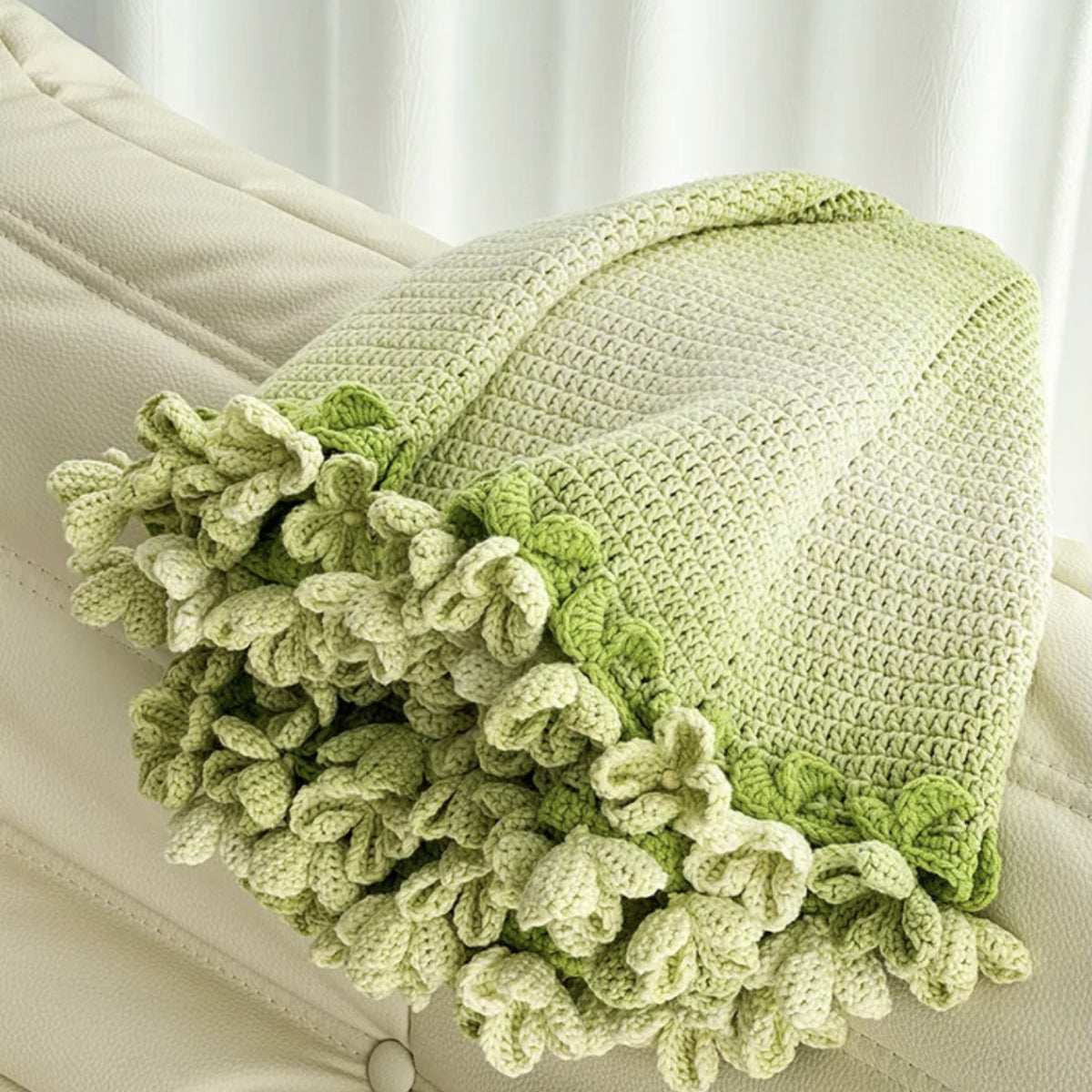 【手編みキット】紫陽花（あじさい）ブランケット｜家族の絆をイメージした花モチーフ｜コットン混で春夏におすすめ｜母の日・長寿祝いのギフトに｜初心者さんOK｜動画＋電子版編み図付き