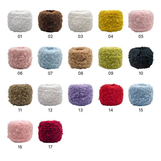 くるくるループ毛糸 ブークレヤーン50g｜ウール混｜もこもこ プードルヤーン｜ファンシーヤーン｜韓国トレンド シャネル風ツイード あみぐるみ 引き揃え糸に