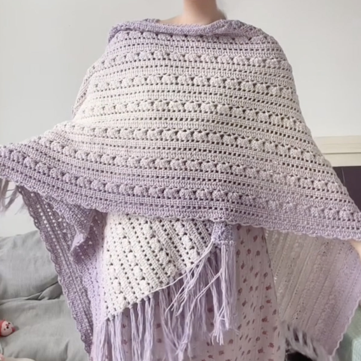 【手編みキット】包み込まれる幸せ｜超大判2WAYショールカーディガン｜美しいグラデーション｜動画チュートリアル付き