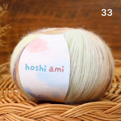 雲シリーズ　雲のように美しい段染め シルクモヘア 50g 防縮ウール配合