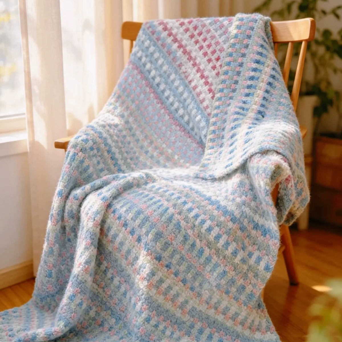 【手編みキット】NORDIC BLANKET（ノルディックブランケット）｜にじシリーズ｜色が重なる、北欧風の段染めブランケット｜選べる6配色｜編み動画付き