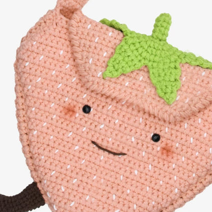 【手編みキット】Ichigo-chan Bag（イチゴちゃんバッグ）｜いちごモチーフのあみぐるみ風ショルダーバッグ｜春夏コットン｜初心者向け｜編み図・動画付き