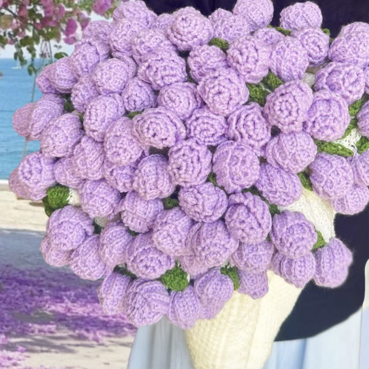 枯れないお花の贈り物 花モチーフ 花束ブランケット 完成品 80cm 全3色