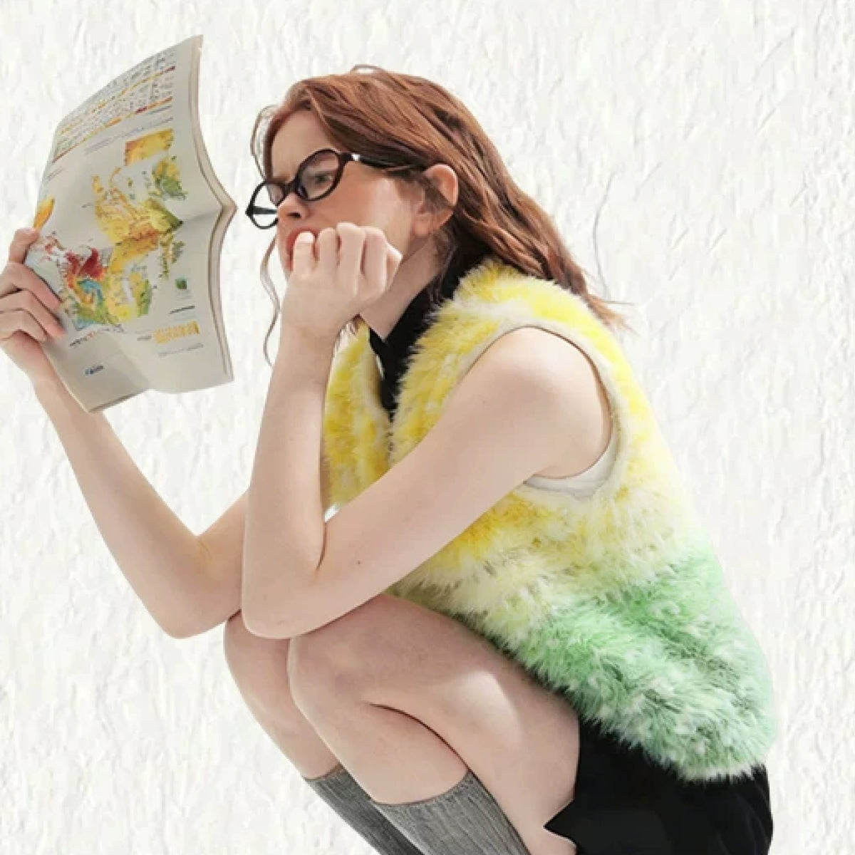 【手編みキット】Komorebi Vest（こもれびベスト）｜ふわふわグラデーションのVネックベスト｜ニットベスト｜大人・キッズ・親子おそろい｜編み図・動画付き