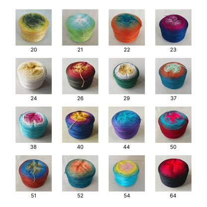 【シルケット加工・綿100%】Joyful Cake Yarn（ジョイフルケーキヤーン）300g｜ロングピッチ段染め・韓国風｜夏用ウェア・ショール・ブランケットに最適｜全36色｜電子版 ショール編みレシピ プレゼント！