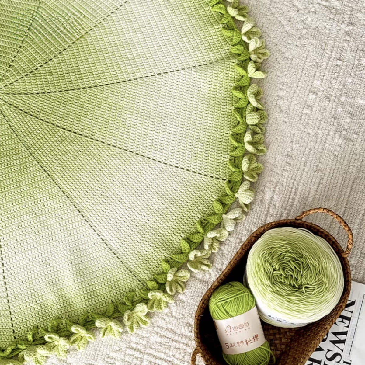 【手編みキット】紫陽花（あじさい）ブランケット｜家族の絆をイメージした花モチーフ｜コットン混で春夏におすすめ｜母の日・長寿祝いのギフトに｜初心者さんOK｜動画＋電子版編み図付き