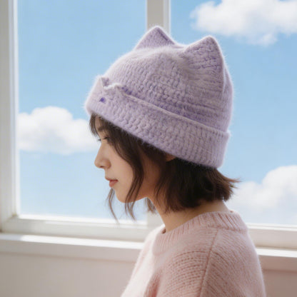 【手編みキット】ふわふわ猫耳ニット帽｜SNSで大バズ中｜1玉・1日で完成！｜選べる10色｜編みレシピ付き