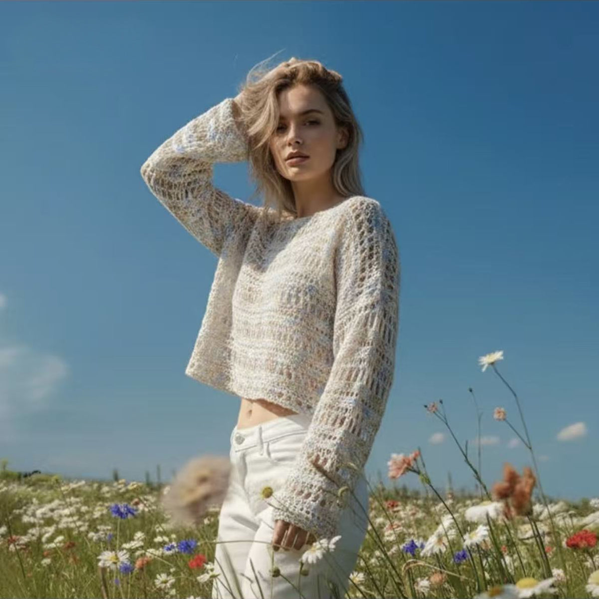手編みキット】Monet Lacy Knit（モネ レーシーニット）｜透かしニット