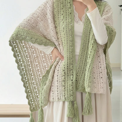 【手編みキット】包み込まれる幸せ｜超大判2WAYショールカーディガン｜美しいグラデーション｜動画チュートリアル付き