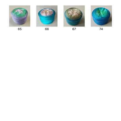 【シルケット加工・綿100%】Joyful Cake Yarn（ジョイフルケーキヤーン）300g｜ロングピッチ段染め・韓国風｜夏用ウェア・ショール・ブランケットに最適｜全36色｜電子版 ショール編みレシピ プレゼント！