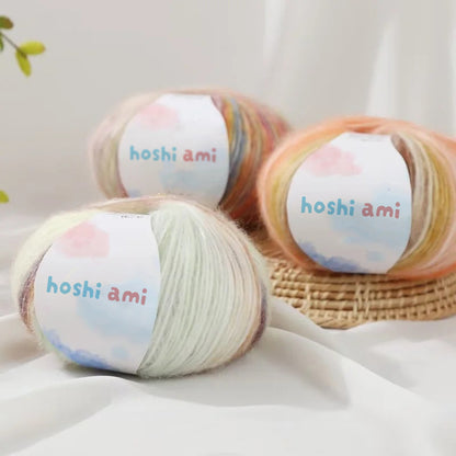 雲シリーズ　雲のように美しい段染め シルクモヘア 50g 防縮ウール配合