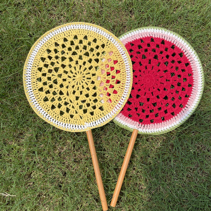 【手編みキット】Ami Uchiwa（あみうちわ）｜フルーツシリーズ｜毛糸で作る編みうちわ｜うちわフレーム付き｜昭和レトロ｜編み図・動画付き