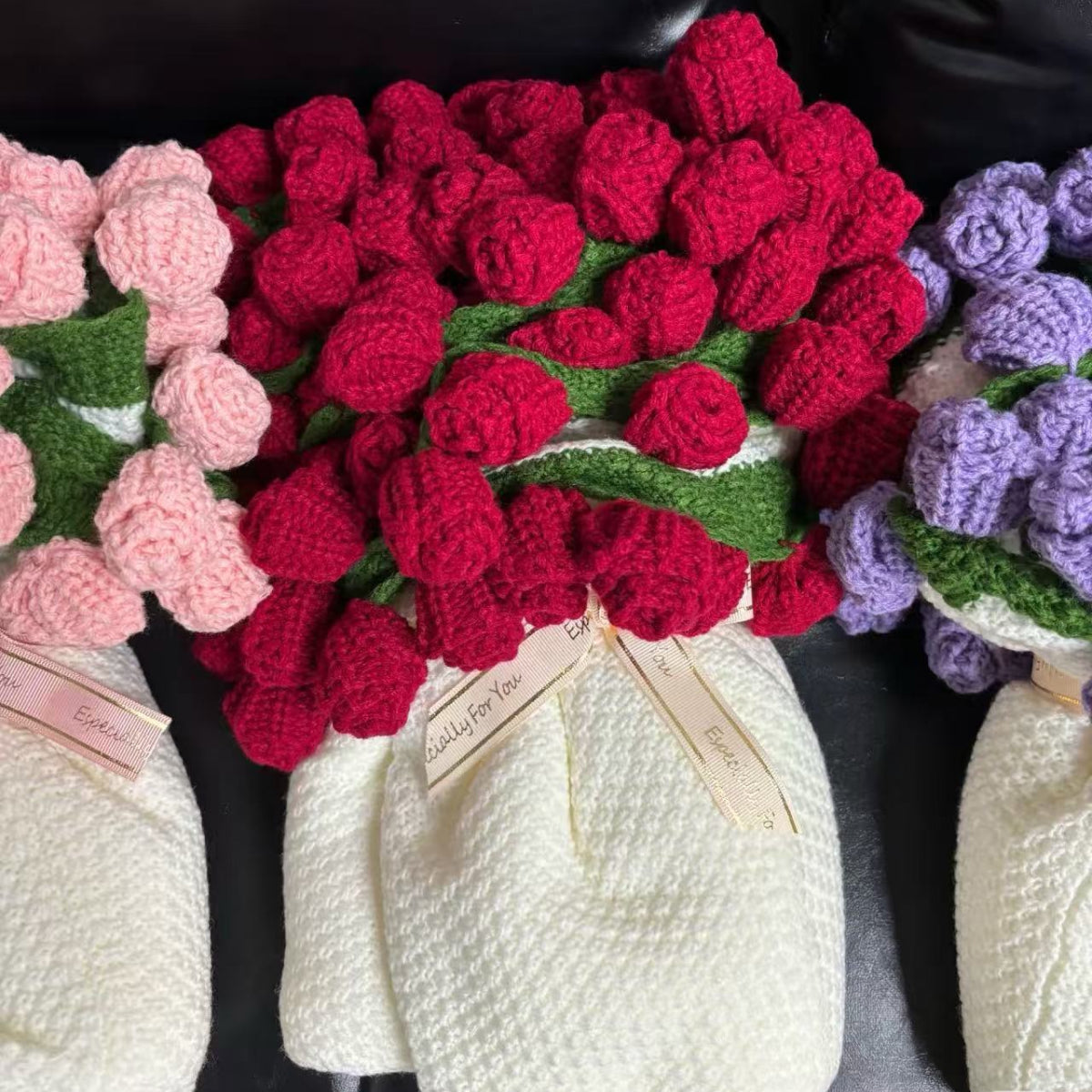 枯れないお花の贈り物 花モチーフ 花束ブランケット 完成品 80cm 全3色
