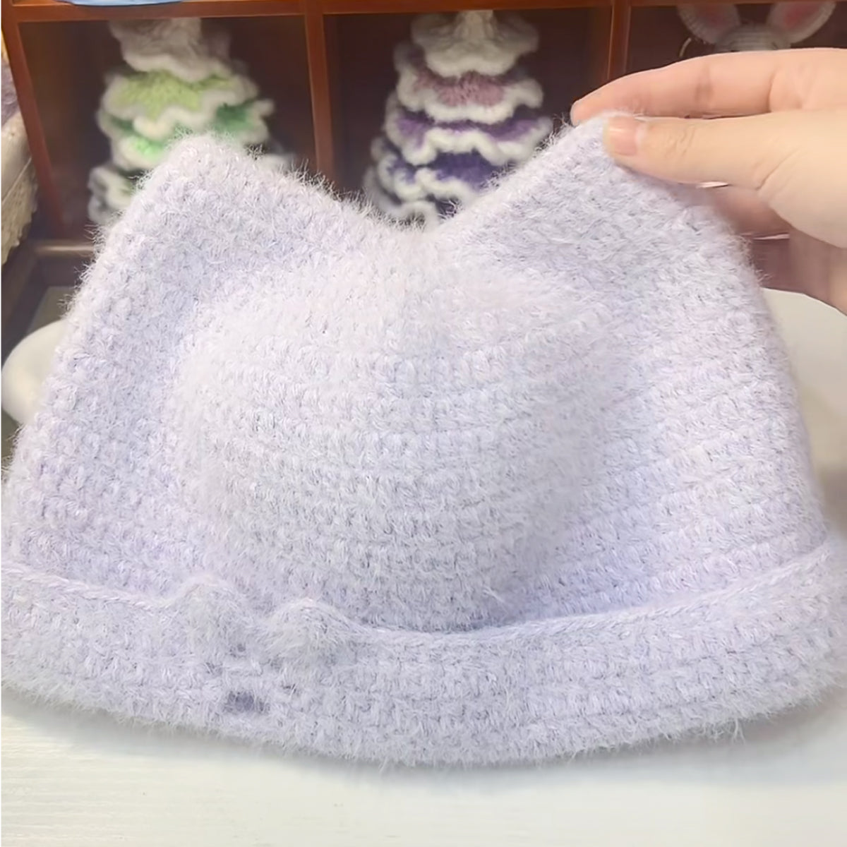 【手編みキット】ふわふわ猫耳ニット帽｜SNSで大バズ中｜1玉・1日で完成！｜選べる10色｜編みレシピ付き