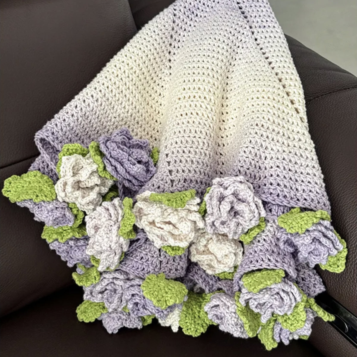 【手編みキット】オーシャンソングローズブランケット｜花モチーフ｜コットン混で春夏におすすめ｜母の日・ギフトにも｜初心者さんOK｜動画＋電子版編み図付き