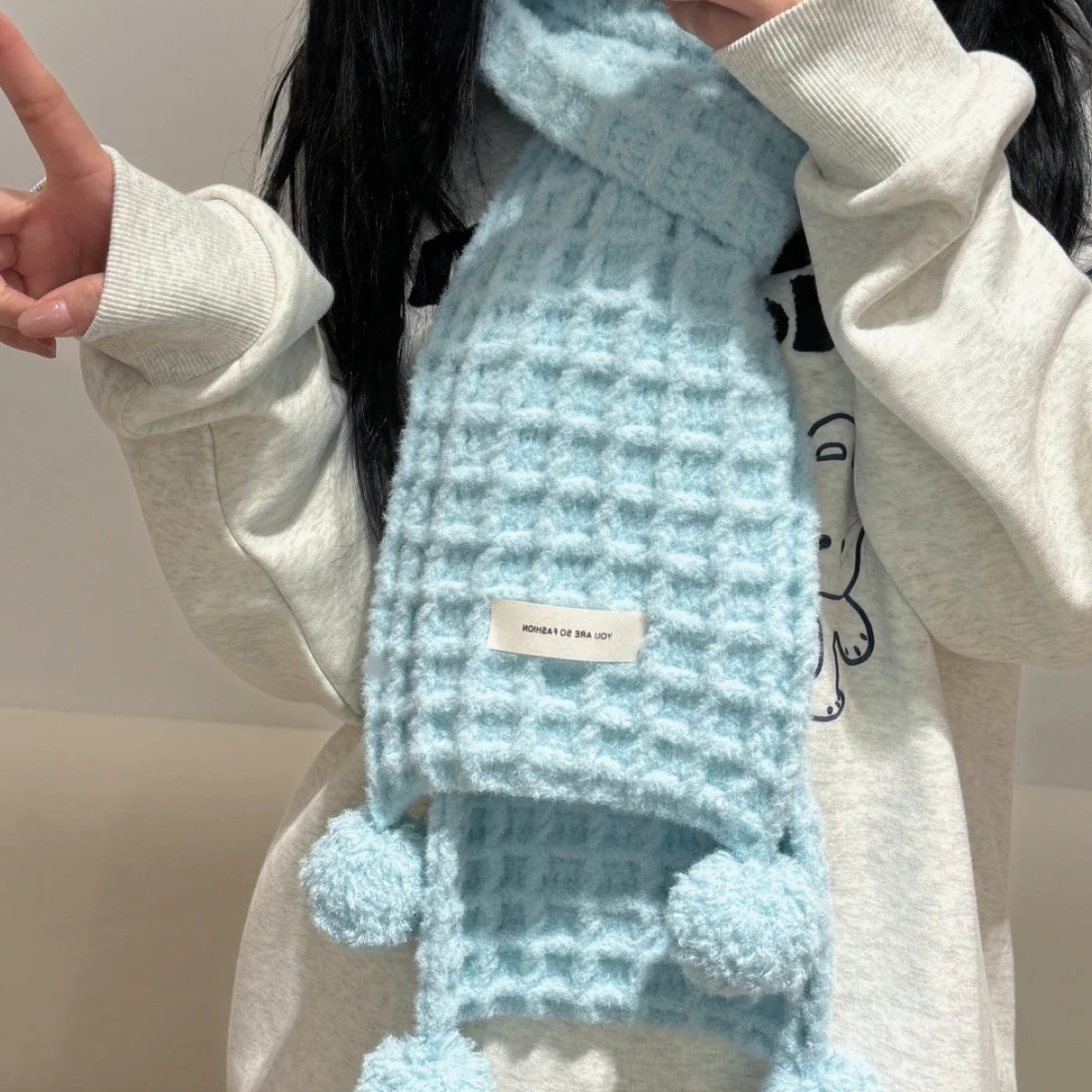 手編みキット】ワッフル編みのマフラー｜初心者向け｜もこもこ