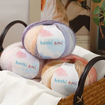 雲シリーズ　雲のように美しい段染め シルクモヘア 50g 防縮ウール配合